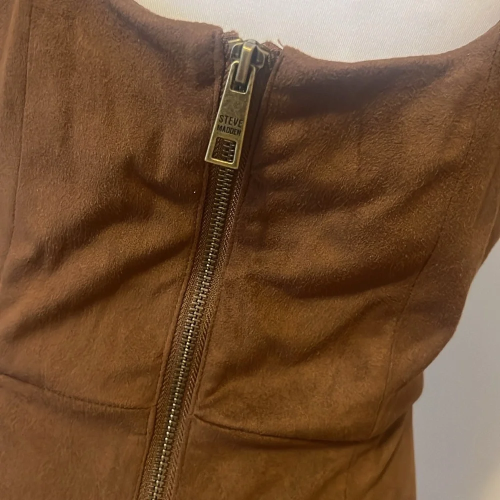 Steve Madden Chocolate Faux Suede Brown Sleeveless Midi Dress